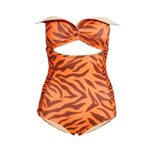 JUAN DE DIOS Luxury Swimwear • orange zebra delicate one piece NWT sz 6